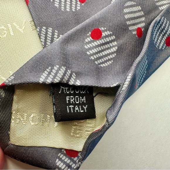 Vintage GIVENCHY MONSIEUR Gray Abstracted Olive Patterned Classic Silk Tie, - Picture 5 of 7